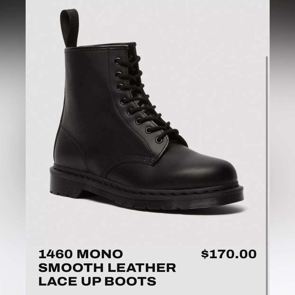 Doc Martens 1460 Mono Smooth Leather Lace Up Boots